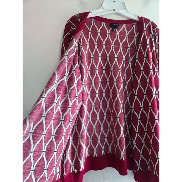 Talbots Red Cream Argyle Patter 100% Pure Merino Wool Gold Button Cardigan sz 2X - Picture 7 of 7